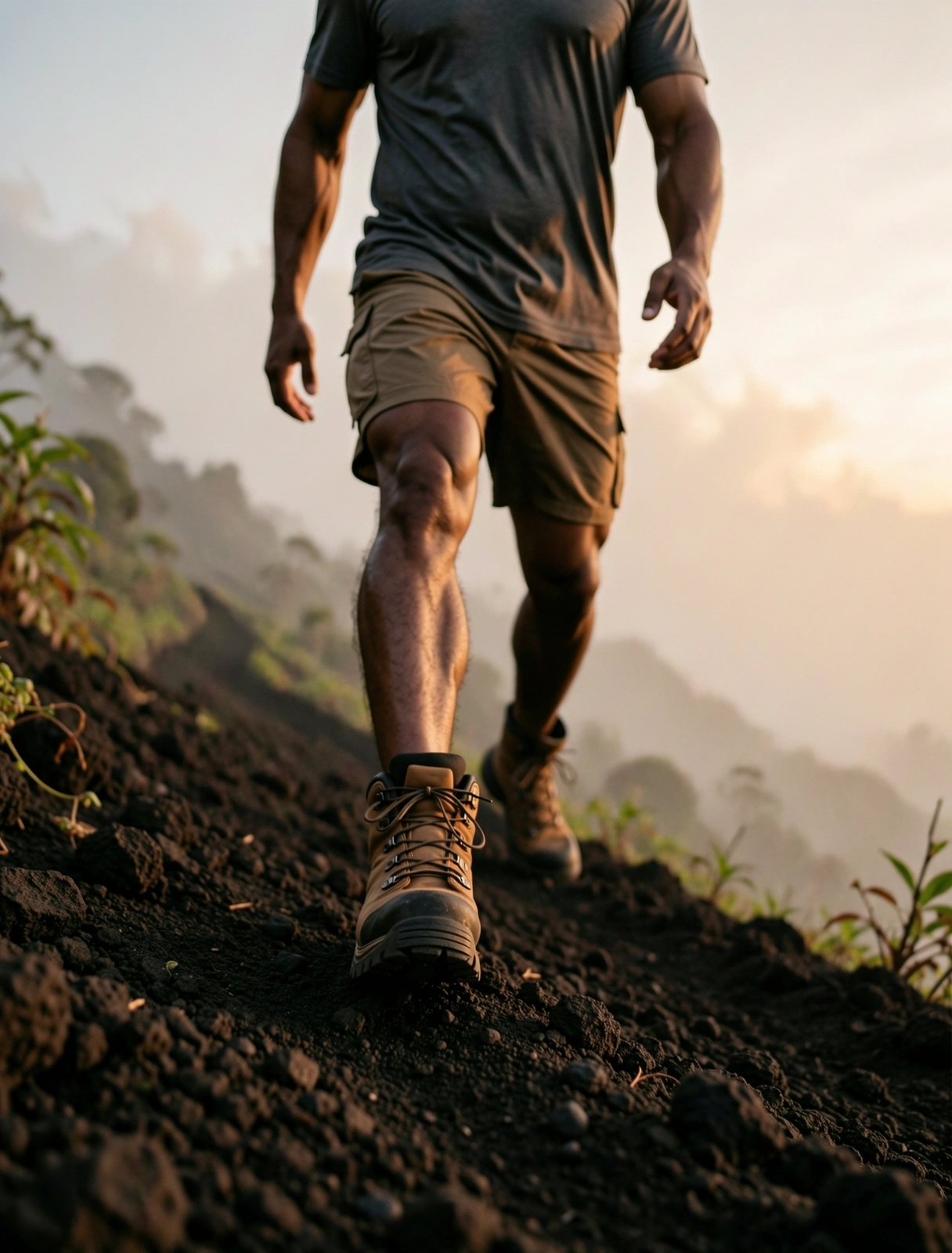 Man hiking in the Sulawesi highlands
